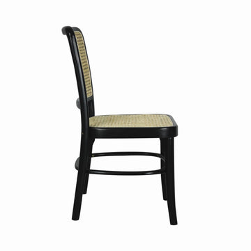 Colmar Mid-Century Vintage Wood Rattan Dining Chair - JONATHAN Y
